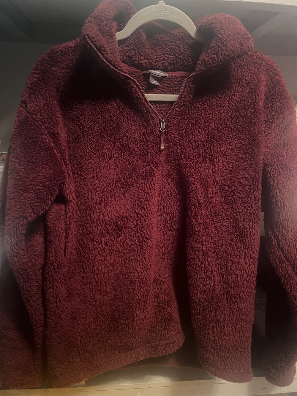 Eddie Bauer Plush Sherpa Half-Zip Pullover in Deep Wine